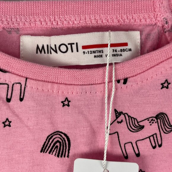 Minoti Baby Toddler Dress Size 9-12M Pink Long Sleeve Raglan 100% Cotton - Picture 4 of 7